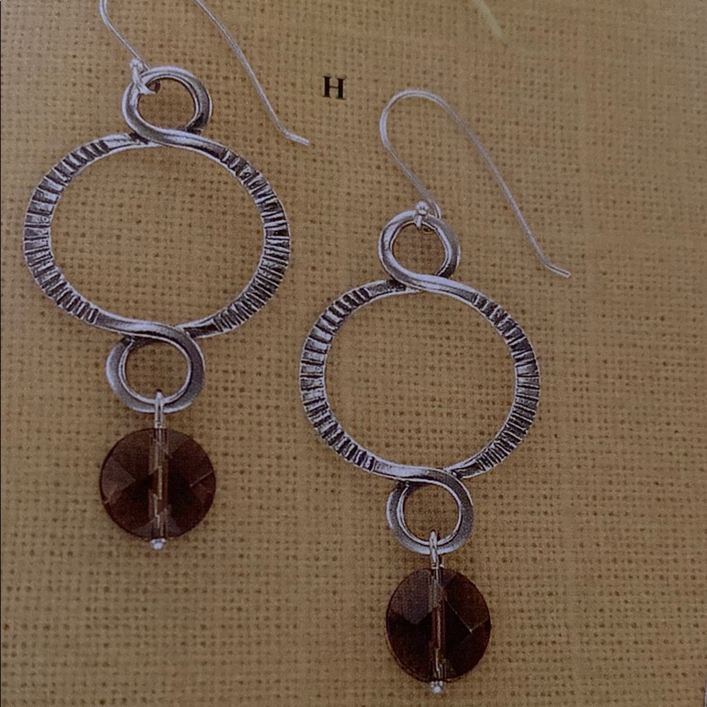Silpada Sterling Silver and Smokey quartz Dangle Earrings